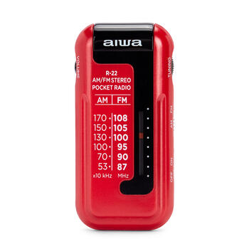 AIWA kabatas radio ar austiņām, sarkans (R-22RD)