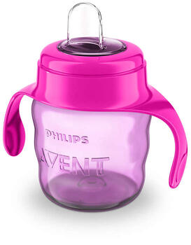 Philips Avent Easy Sip mācību krūzīte ar rokturiem, 6M+, 200ml, silikona snīpis, rozā (SCF551/03)