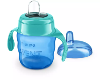 Philips Avent Easy Sip mācību krūzīte ar rokturiem, 6M+, 200ml, silikona snīpis, zaļa (SCF551/05)