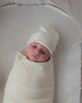 Lodger Beanie Pointelle bērnu cepurīte, Cream, 0-6 mēn. (BEP 112_0-6)