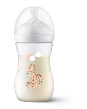 Philips Avent barošanas pudelīte Natural Response Giraffe 260 ml, vidējas plūsmas knupītis, 1m+ (SCY903/66)