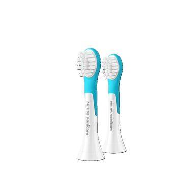 Sonicare for Kids Mini zobu birstes uzgalis, 2 gab,3+, Balta/ciāna (HX6032/90)