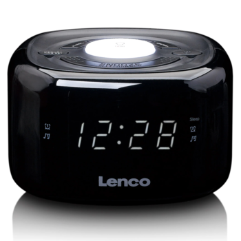Lenco radio pulkstenis, ar nakts gaismu, balts (CR-12BK)