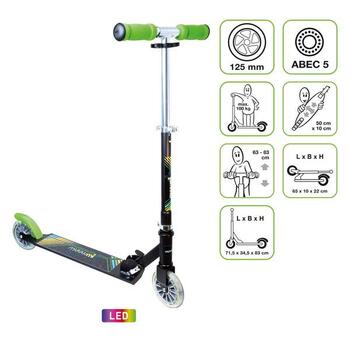 Muuwmi Aluminium Scooter NEON skrejritenis, 125 mm, ar gaismiņām (AU 102)
