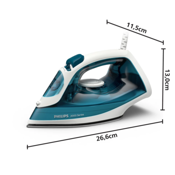 PHILIPS 2000 sērijas Tvaika gludeklis, 2000W, zils (DST2020/90)