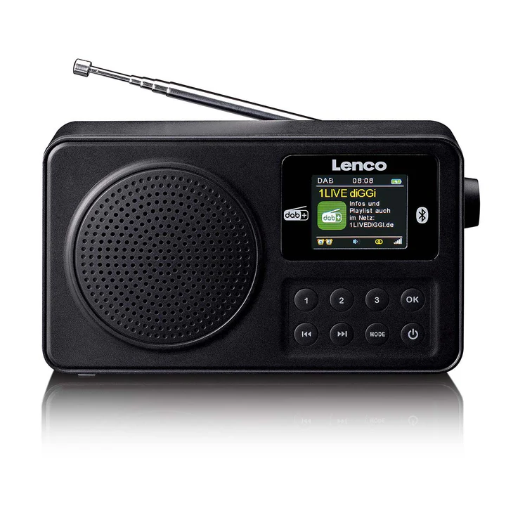Lenco Pārnēsājams DAB+/FM radio ar Bluetooth® un uzlādējamu akumulatoru - melns (PDR-033BK)