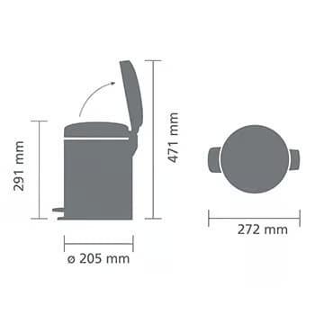 BRABANTIA atkritumu tvertne ar pedāli NewIcon, 5 l, Matt Black (112928)