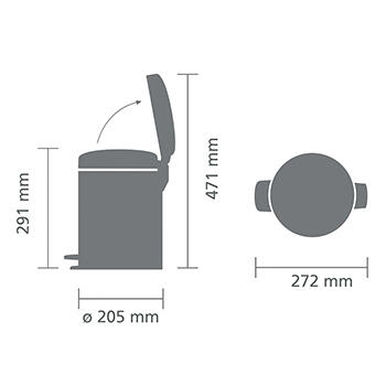 BRABANTIA atkritumu tvertne ar pedāli NewIcon, 5 l, Platinum (112683)