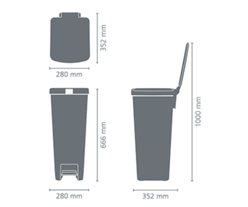 BRABANTIA atkritumu tvertne StepUp ar pedāli, 40l, dark grey (800023)