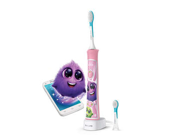 Sonicare zobu birste bērniem ar bluetooth un 8 maināmiem  dizainiem, rozā (HX6352/42)
