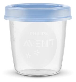 Philips Avent trauki ar vāciņiem krūts piena/ēdiena uzglabāšanai 180 ml (5gab) (SCF619/05)