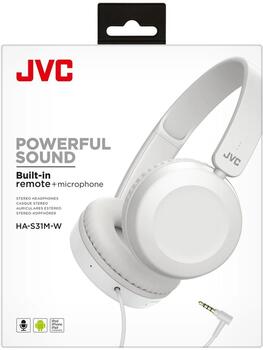 JVC austiņas ar vadu un mikrofonu, baltas (HA-S31M-W-E)