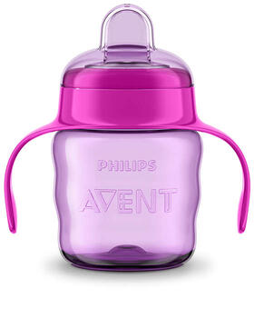 Philips Avent Easy Sip mācību krūzīte ar rokturiem, 6M+, 200ml, silikona snīpis, rozā (SCF551/03)