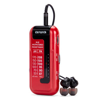 AIWA kabatas radio ar austiņām, sarkans (R-22RD)
