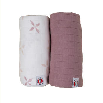 Lodger Swaddler Solid Matcha kokvilnas autiņš, Powder/Rose, 110x110 cm, 2gab. (SW 1123)