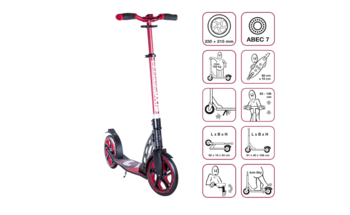 Six Degrees Scooter skrejritenis 230 mm un 215 mm, sarkans (AU 513)