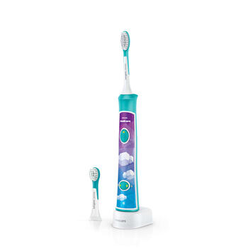 Sonicare zobu birste bērniem 3+ ar bluetooth un 8 maināmiem dizainiem, zils (HX6322/04)