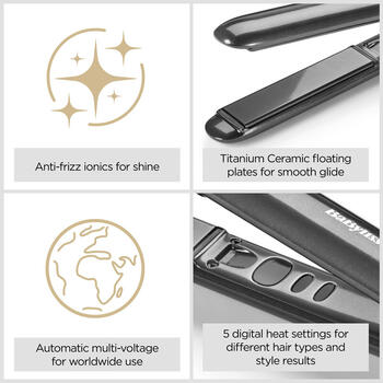 BaByliss Titanium Shine matu taisnotājs, pelēks (ST620E)