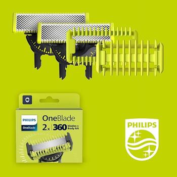 PHILIPS OneBlade 360 skuvekļa Sejas + ķermeņa komplekts maināmie asmeņi 2 gab (QP624/50)