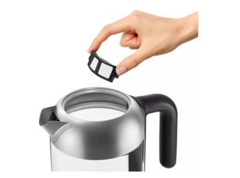 PHILIPS Tējkanna 1.7 l, stikla, melna/sudraba (HD9339/80)