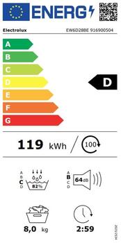 Electrolux veļas žāvētājs, 8kg (EW6D28BE)
