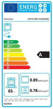 Electrolux cepeškrāsns (iebūv.) 65l, nerūsējoša tērauda (EOF5F50BX)