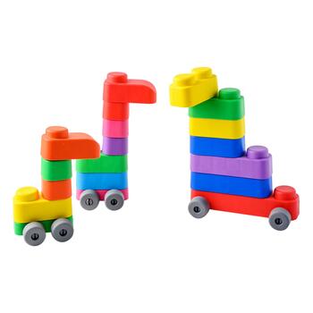 Gerardo's Toys mīksto klucīšu komplekts ar riepām, 14 gab. (10 gab. + 4 riepu detaļas) (GT3100)