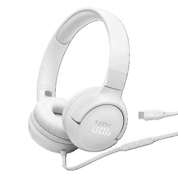 JBL Tune on-ear austiņas ar USB, baltas (JBLT520CWHT)