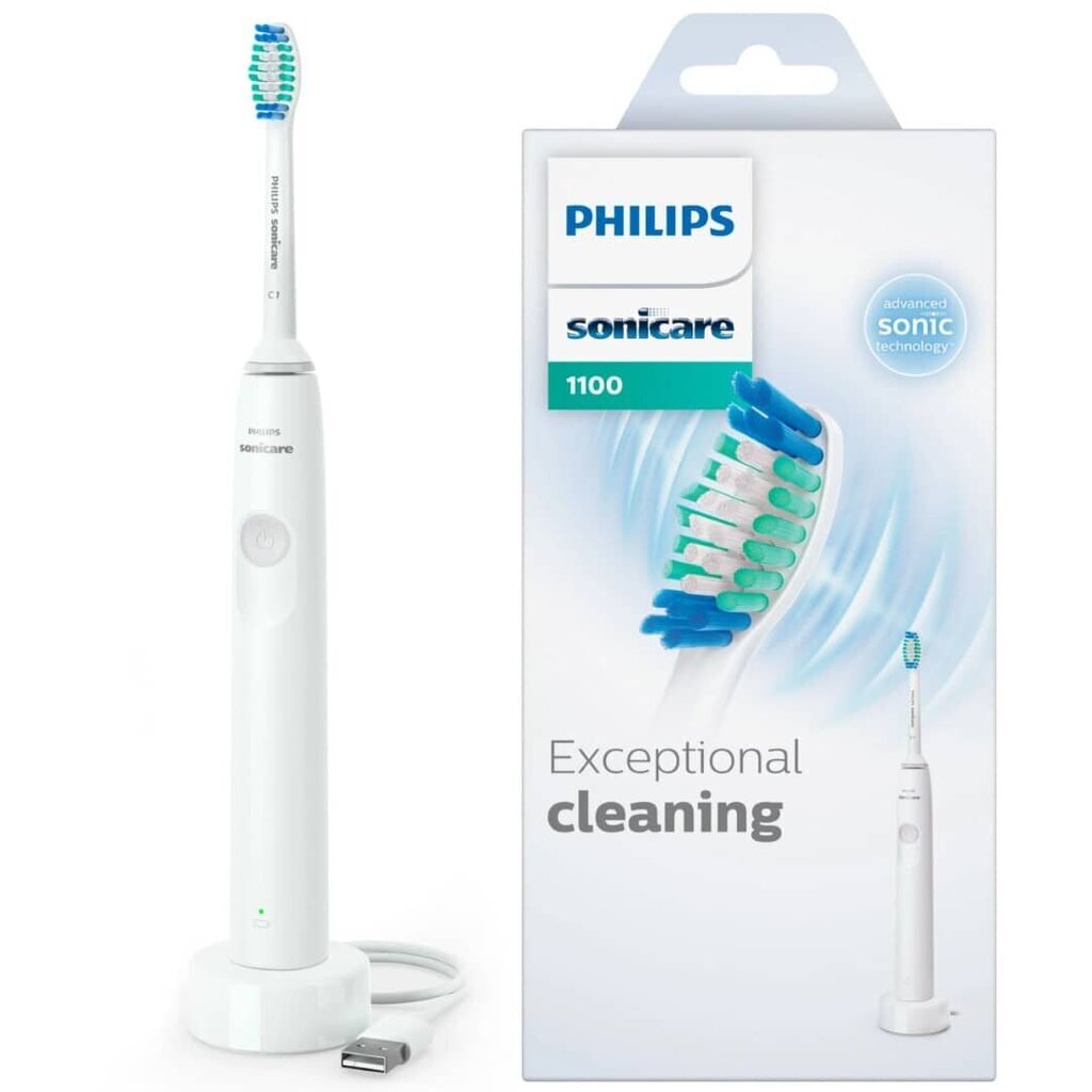 PHILIPS 1100 sērijas elektriskā zobu birste, balta/pelēka (HX3641/02)