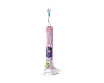 Sonicare zobu birste bērniem ar bluetooth un 8 maināmiem  dizainiem, rozā (HX6352/42)
