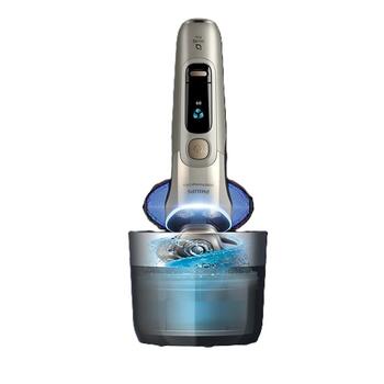 PHILIPS i9000 Prestige Ultra Elektroskuveklis mitrai/sausai skūšanai (lādējams), baltais zelts (XP9403/31)
