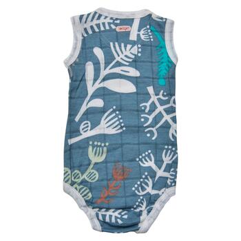 Lodger Romper Botanimal kokvilnas bodijs bez piedurknēm, Ocean, 68 cm (RF 074_68)
