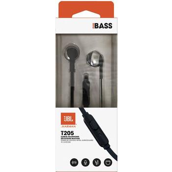 JBL Earbuds austiņas, melnas (JBLT205BLK)