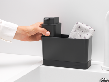 BRABANTIA virtuves piederumu organizators + ziepju dozators, Dark Grey (302602)