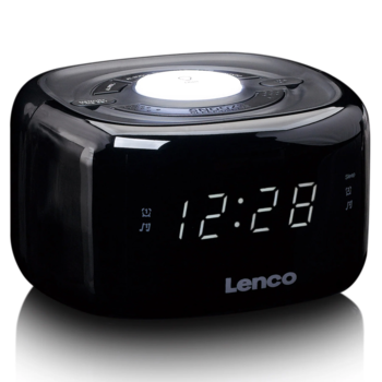 Lenco radio pulkstenis, ar nakts gaismu, balts (CR-12BK)