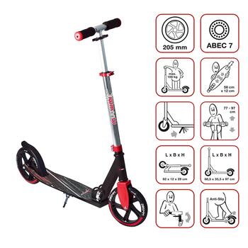 Muuwmi Aluminium Scooter skrejritenis 205 mm, sarkans (AU 565)