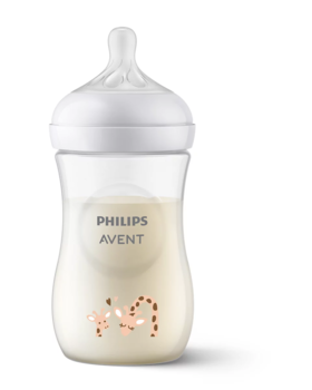 Philips Avent barošanas pudelīte Natural Response Giraffe 260 ml, vidējas plūsmas knupītis, 1m+ (SCY903/66)