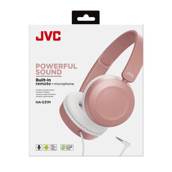 JVC austiņas ar vadu un mikrofonu, rozā (HA-S31M-P-E)