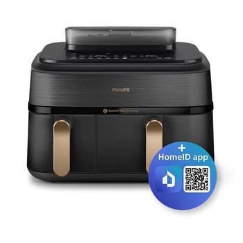 PHILIPS karstā gaisa katls ar diviem groziem un tvaika funkciju, 2750W, 9L (NA552/00)