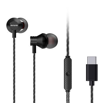 AIWA In-Ear stereo austiņas ar mikrofonu, melnas (USB) (ESTM-50USB-C/BK)