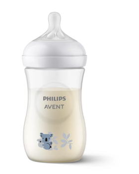 Philips Avent Natural Response barošanas pudelīte Koala 260 ml, vidējas plūsmas knupītis, 1m+ (SCY903/67)