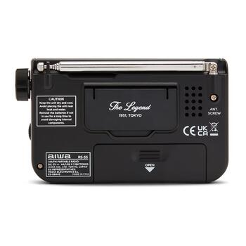 AIWA pārnēsājams analogais kabatas radio uztvērējs, AM/FM, melns (RS-55/BK)