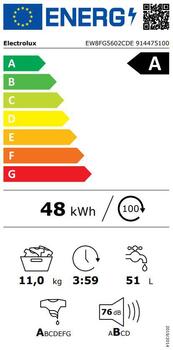 Electrolux veļas mašīna UltraCare un tvaika programmu, 11kg., melna (EW8FG5602CDE)