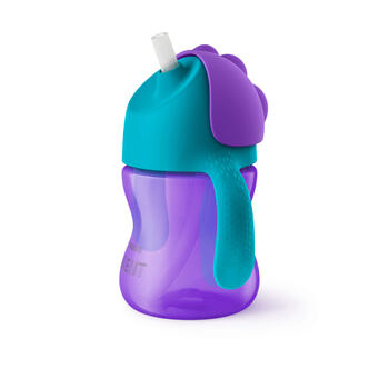 Philips Avent Krūzīte ar elastīgu salmiņu, 200 ml, 9M+, lillā (SCF796/02)