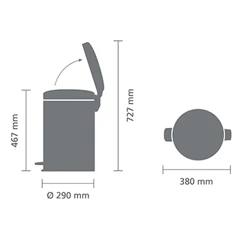 BRABANTIA atkritumu tvertne ar pedāli NewIcon, 20 l, Matt Black (114106)