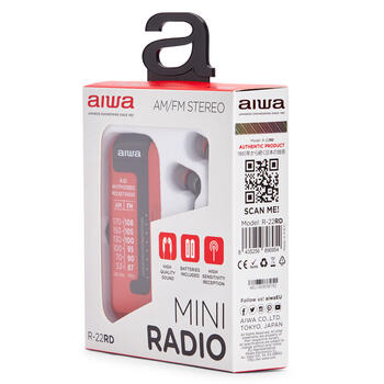AIWA kabatas radio ar austiņām, sarkans (R-22RD)
