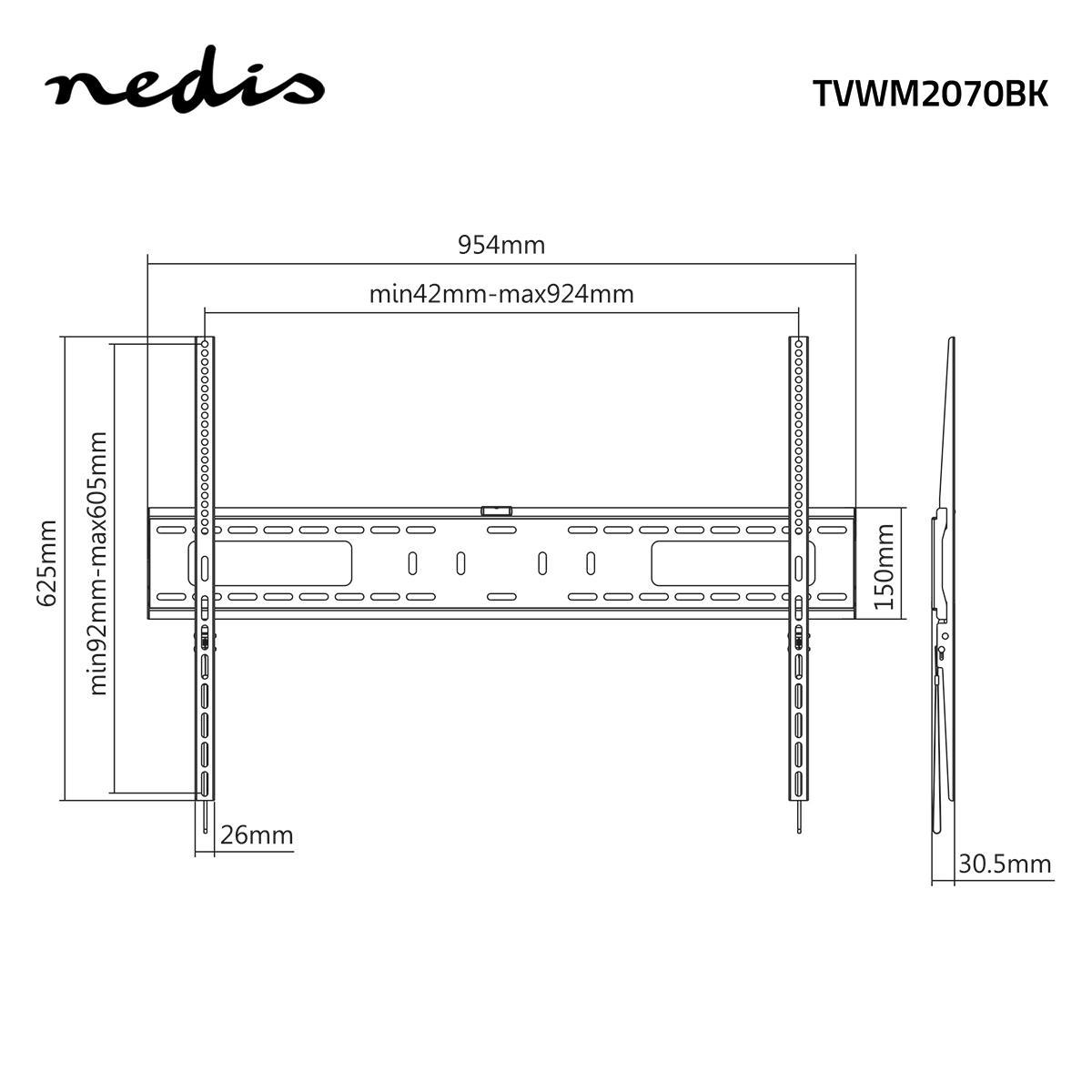 Nedis TV kronšteins, 60-100 collas (TVWM2070BK)