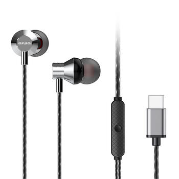 AIWA In-Ear stereo austiņas ar mikrofonu, sudraba (USB) (ESTM-50USB-C/SL)