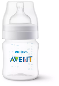 Philips Avent Pretkoliku barošanas pudelīte 125 ml, jaundzimušā knupītis, 0m+ (SCY100/01)