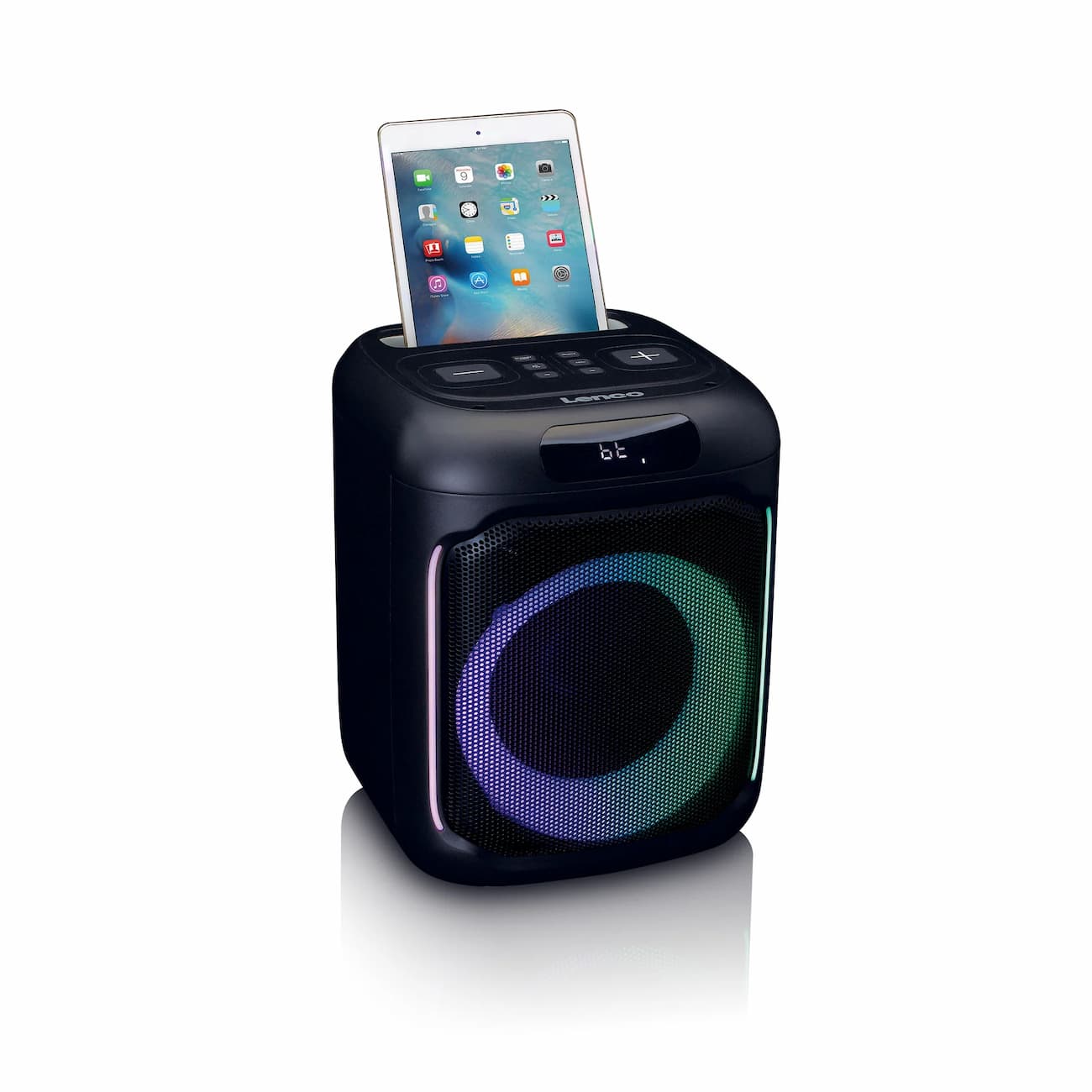 Lenco bluetooth skaļrunis, ar apgaismojumu un mikrofonu (PA-101BK)